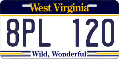 WV license plate 8PL120