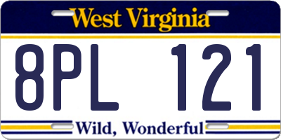 WV license plate 8PL121