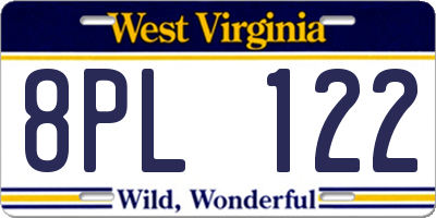 WV license plate 8PL122