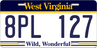 WV license plate 8PL127