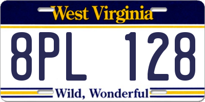 WV license plate 8PL128