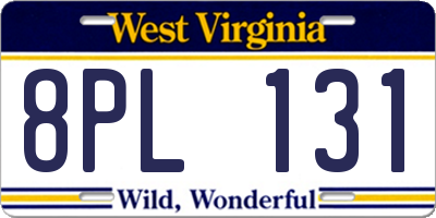 WV license plate 8PL131