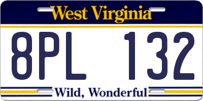WV license plate 8PL132