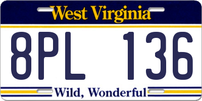 WV license plate 8PL136