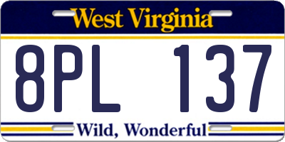 WV license plate 8PL137