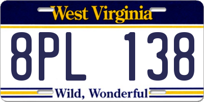 WV license plate 8PL138