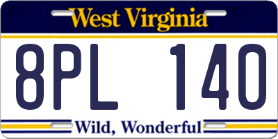 WV license plate 8PL140