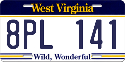 WV license plate 8PL141