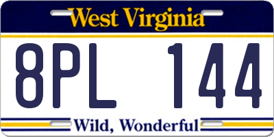 WV license plate 8PL144