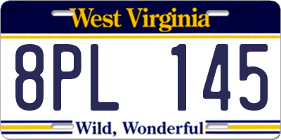 WV license plate 8PL145