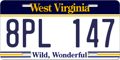 WV license plate 8PL147