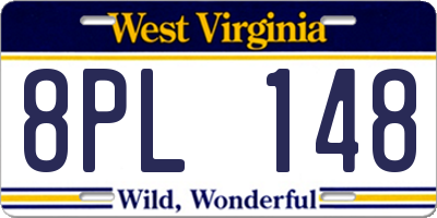 WV license plate 8PL148