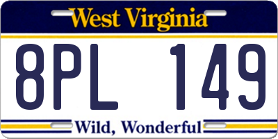 WV license plate 8PL149