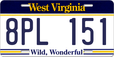 WV license plate 8PL151