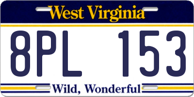 WV license plate 8PL153
