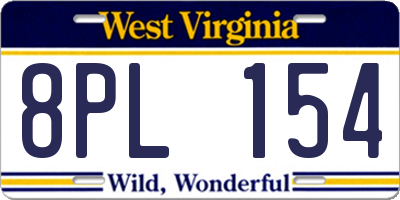 WV license plate 8PL154