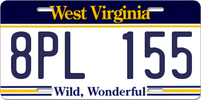WV license plate 8PL155