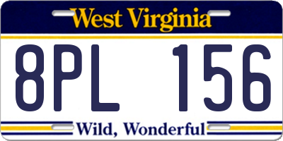 WV license plate 8PL156