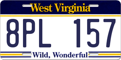 WV license plate 8PL157