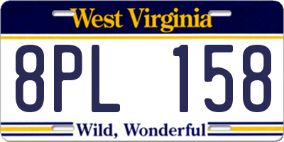 WV license plate 8PL158