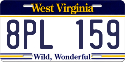 WV license plate 8PL159