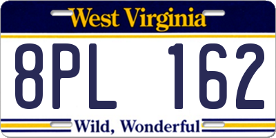 WV license plate 8PL162