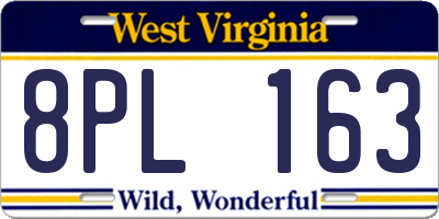 WV license plate 8PL163