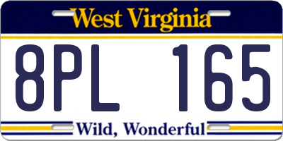 WV license plate 8PL165