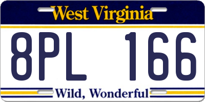 WV license plate 8PL166