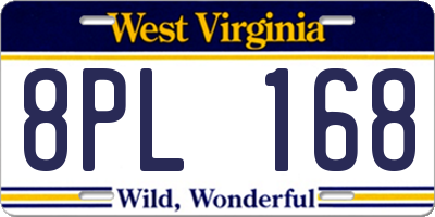 WV license plate 8PL168