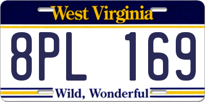 WV license plate 8PL169