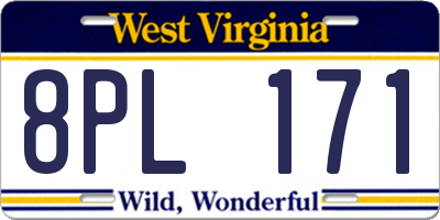 WV license plate 8PL171