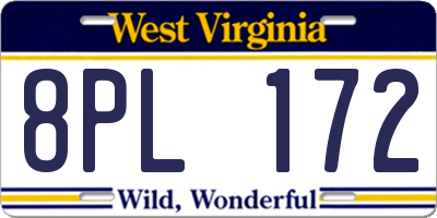 WV license plate 8PL172