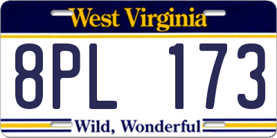 WV license plate 8PL173