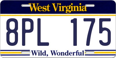 WV license plate 8PL175