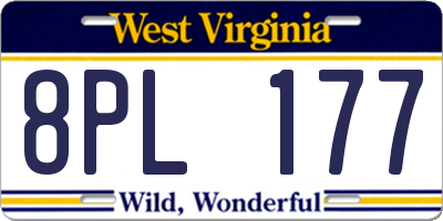 WV license plate 8PL177