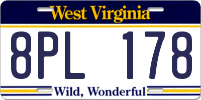 WV license plate 8PL178