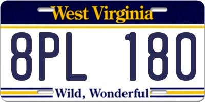 WV license plate 8PL180