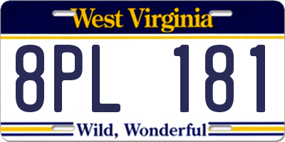 WV license plate 8PL181