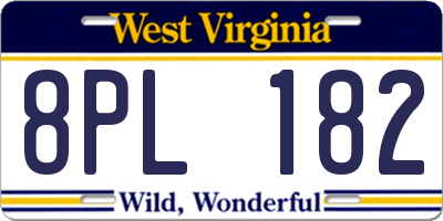 WV license plate 8PL182