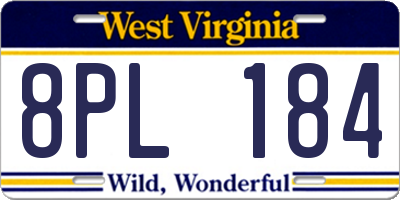 WV license plate 8PL184