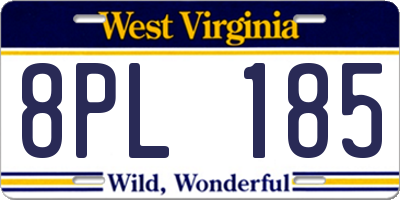 WV license plate 8PL185