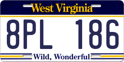 WV license plate 8PL186