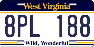 WV license plate 8PL188