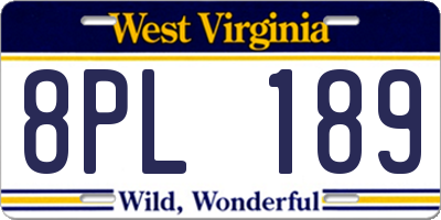 WV license plate 8PL189