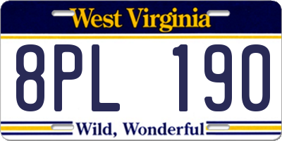 WV license plate 8PL190