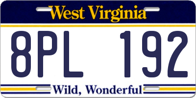 WV license plate 8PL192