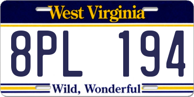 WV license plate 8PL194