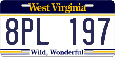 WV license plate 8PL197