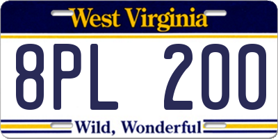 WV license plate 8PL200